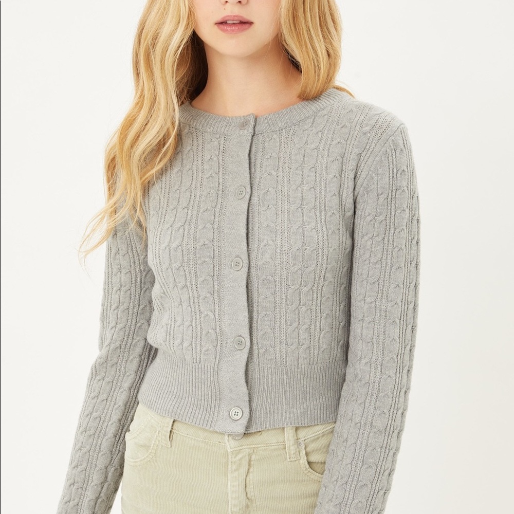 Buttoned Cable Knit Cardigan Long Sleeve Sweater